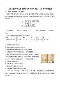 2025-2026学年山东省潍坊市寿光市九年级（上）期中物理试卷（有答案和解析）