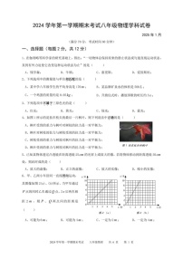 上海市青浦区东片联考2024-2025学八年级上学期期末物理学科试卷