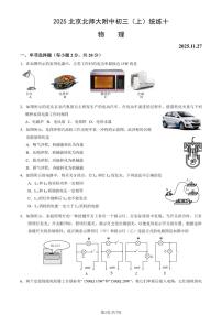 2025北京北师大附中初三（上）统练十物理试卷