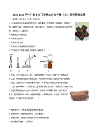 2025-2026学年广东省江门市鹤山市九年级（上）期中物理试卷-自定义类型