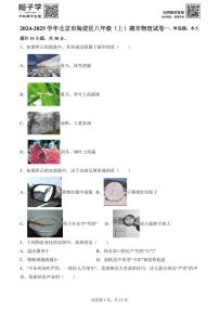 北京市海淀区2024-2025学年八年级上学期期末考试物理试题(原卷版)A4
