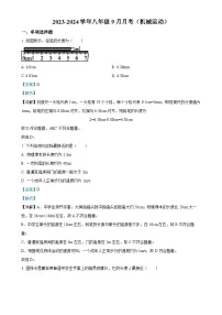 北京市朝阳外国语学校八年级上学期9月月考物理试题（解析版）-A4