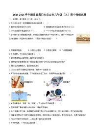 2025-2026学年湖北省荆门市京山市八年级（上）期中物理试卷-自定义类型