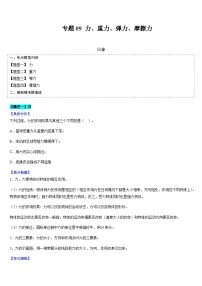 中考物理二轮复习考点题型归纳与变式演练专题09 力、重力、弹力、摩擦力（2份，原卷版+解析版）