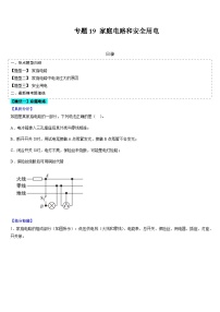 中考物理二轮复习考点题型归纳与变式演练专题19 家庭电路和安全用电（2份，原卷版+解析版）