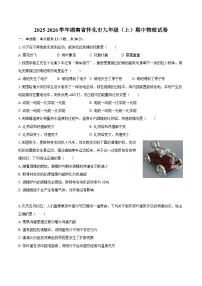 2025-2026学年湖南省怀化市九年级（上）期中物理试卷-自定义类型