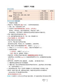 中考物理一轮复习考点复习专题01声现象（知识点复习+例题讲解+过关练习） （2份，原卷版+解析版）