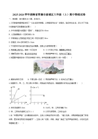 2025-2026学年湖南省常德市鼎城区八年级（上）期中物理试卷-自定义类型