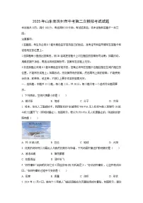 2025年山东省滨州市中考第二次模拟考试物理试卷（学生版）