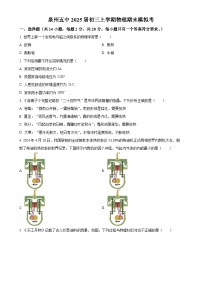 福建省泉州五中九年级上学期物理期末模拟考（原卷版）-A4