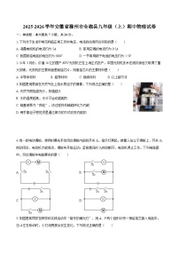 2025-2026学年安徽省滁州市全椒县九年级（上）期中物理试卷-自定义类型