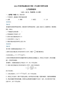 福建省泉州市仙游县第三片区九年级上学期期中考试物理试题（解析版）-A4