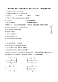 2025-2026学年甘肃省武威市古浪县九年级（上）期中物理试卷-自定义类型