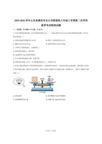 2025-2026学年山东省潍坊市安丘市联盟校八年级上学期第二次学科素养考试物理试题（有答案）