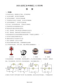 2025北京汇文中学初三上12月月考物理(教师版)（含答案）试卷