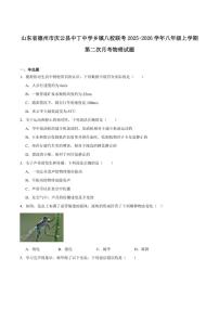 山东省德州市庆云县乡镇八校联考2025-2026学年八年级上学期第二次月考物理试卷（含答案）