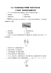 2026广西壮族自治区中考物理一轮复习优化训练-大气压强流体压强与流速的关系（含答案）