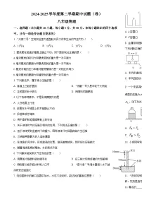 2024-2025学年度第二学期期中试题八年级物理-A4