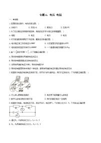 2025年中考物理二轮复习专题6： 电压 电阻  练习  （含答案+解析）