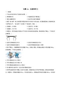 2025年中考物理二轮复习专题14：压强和浮力  练习  （含答案+解析）