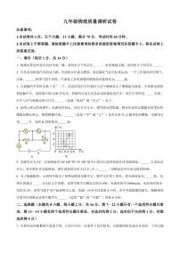 2025-2026学年河南省信阳市平桥区九年级上学期第二次质量调研物理试题（有答案）