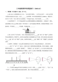 2025-2026学年河南省南阳市实验中学八年级上学期12月月考物理测试卷（有答案）