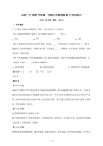 上海市田林第三中学2025~2026学年九年级上册12月月考物理试卷（含解析）