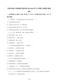 天津外国语大学附属外国语学校2025~2026学年上册九年级期中物理试卷（含答案）