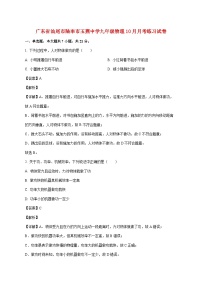 广东省陆丰市玉燕中学2025-2026学年九年级上学期10月月考物理试题（附答案）