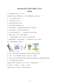 黑龙江省七台河市勃利县部分学校联考2025~2026学年九年级上册12月月考物理试卷（含答案）