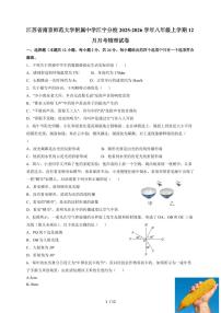 江苏省南京师范大学附属中学江宁分校2025~2026学年八年级上册12月月考物理试卷（含答案）