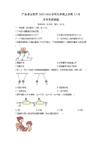 2025-2026学年广东省汕尾市九年级上学期12月月考考试物理试卷（学生版）