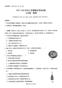 云南省玉溪市2025-2026学年八年级上学期1月期末物理试题