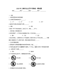 2026年上海市宝山区中考物理一模试题（无答案）