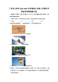 2025-2026学年广东云浮九年级上册物理开学摸底考试模拟练习卷【含解析】