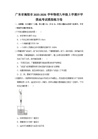 2025-2026学年广东揭阳九年级上学期开学摸底考试物理模拟练习卷【含解析】