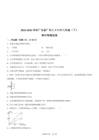 广东省广州市第八十六中学2024-2025学年八年级下学期期中物理试题（含答案）