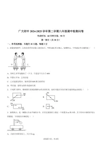 广东省广州市广州大学附中2024-2025学年八年级下学期期中物理试题（含答案）