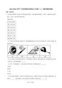 2025-2026学年深圳市龙岗区八年级（上）期末物理试卷（不含答案）