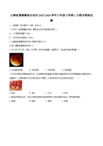 云南省楚雄彝族自治州2025-2026学年八年级上学期1月期末物理试题-自定义类型