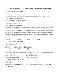上海市青浦区2025-2026学年八年级上学期期末考试物理试题（含答案+解析）