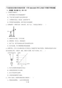 2024-2025学年广东省茂名市高州市高州市第一中学九年级下学期开学物理题试卷（含答案）