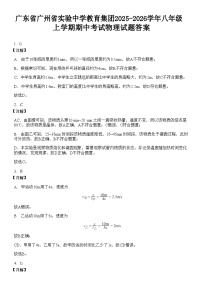 广东省广州省实验中学教育集团2025-2026学年八年级上学期期中考试物理试题（解析版）