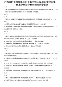 广东省广州市海珠区九十七中学2024-2025学年九年级上学期期中测试物理试卷（解析版）