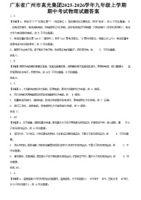 广东省广州市真光集团2025-2026学年九年级上学期期中考试物理试题（解析版）