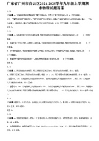 广东省广州市白云区2024-2025学年九年级上学期期末物理试题（解析版）