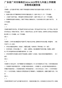 广东省广州市海珠区2024-2025学年九年级上学期期末物理试题（解析版）