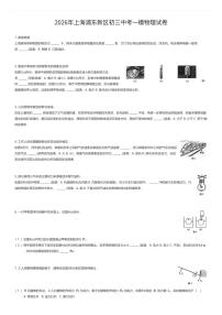2026年上海浦东新区初三中考一模物理试卷（有答案解析）