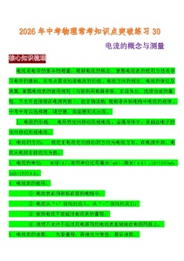 中考物理常考知识点突破练习30 (电流的概念与测量)
