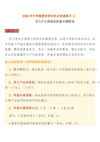 中考物理常考知识点突破练习11(浮力产生原因及阿基米德原理)